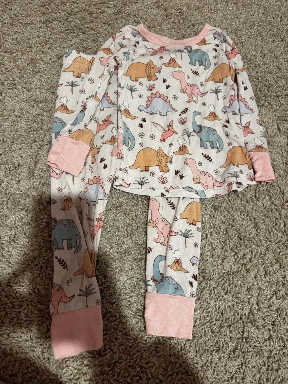 Kids Pink Dino Print Pajama Set